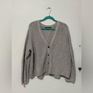 Cropped Grey button down cardigan